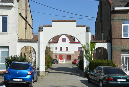 Cité Haren-Paroisse, Rue de la Paroisse, Bruxelles Haren, entrée du lotissement (© CM, photo 2022