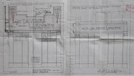 Galeries Lafayette, Rue Neuve 49, Bruxelles, projet de transformation, élévation de la vitrine avant et après transformation, AVB/TP 34542 (1928)