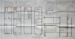 Etam, Rue Neuve 46, Bruxelles, projet de transformation, plan des niveaux, coupe et élévation , AVB/TP 33766 (1928)