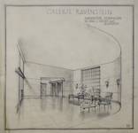 Ravensteingalerij, Brussel, perspectieftekening voor de inkomhal naar de burelen (© Fondation CIVA Stichting/AAM, Brussels)