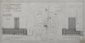 Rue Ravenstein 48-70 et Cantersteen 39-55, Bruxelles, Shell Building, projet de tour, Philippe Dumont, 1962 (© Fondation CIVA Stichting/AAM, Brussels)