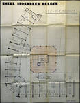 Rue Ravenstein 48-70 et Cantersteen 39-55, Bruxelles, Shell Building, plan du rez-de-chaussée avec projet de tour,  AVB/TP 67548, 1937